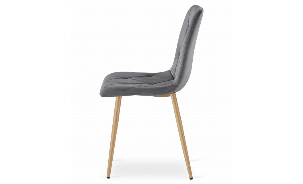 Stuhl LIBRA Dunkelgrau Samt/Holzfarbe Beine (10039221)