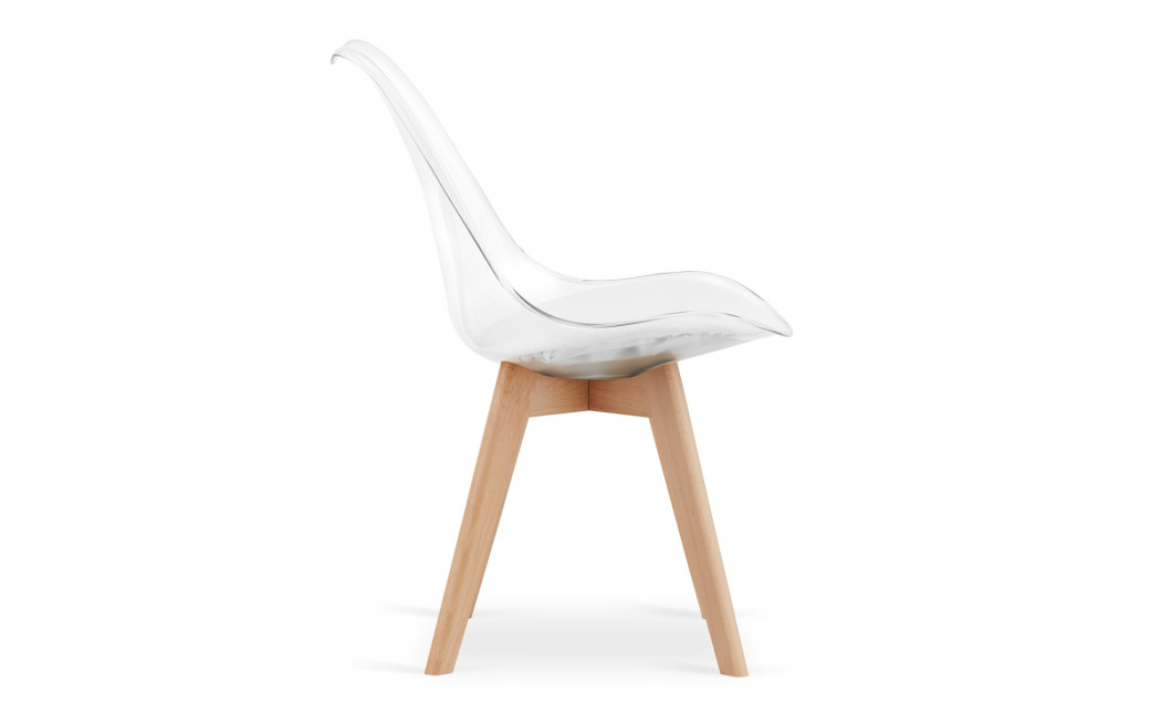 Stuhl MARK – transparent / naturfarbene Beine