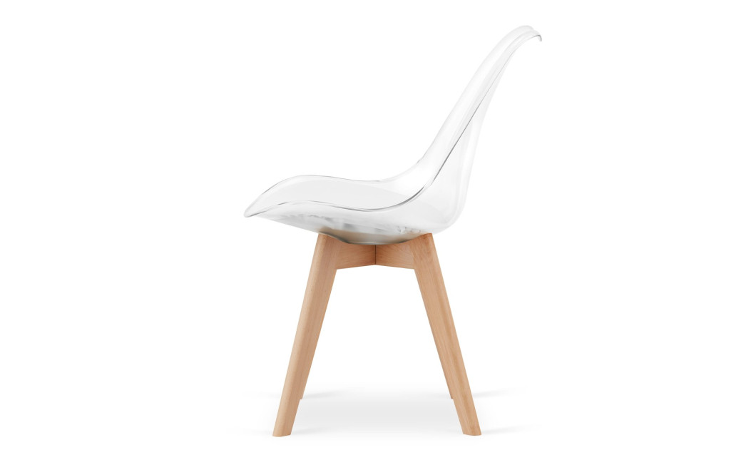 Stuhl MARK – transparent / naturfarbene Beine