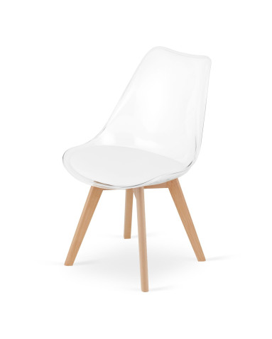 Stuhl MARK – transparent / naturfarbene Beine