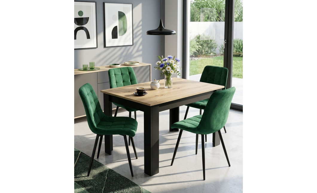 Stuhl SPLIT – grüner Samt / schwarze Beine