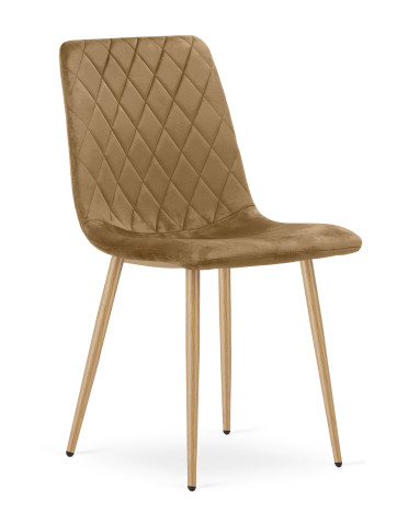 Stuhl TURIN Samt Braun/Holzfarbe (10040341)
