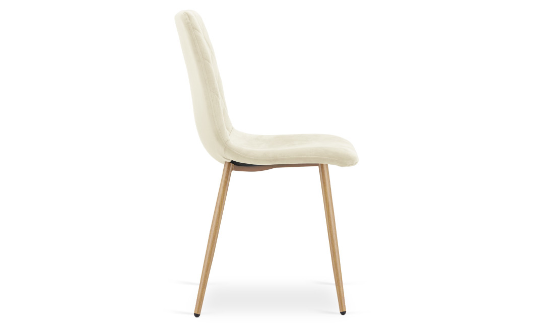 Stuhl TURIN Samt Hellbeige/Holzfarbe (10040331)