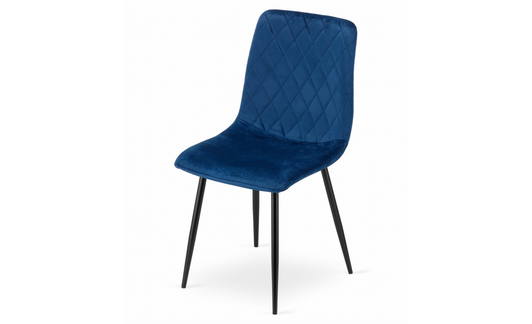 Stuhl TURIN Samt Dunkelblau/Schwarze Beine (10036621)
