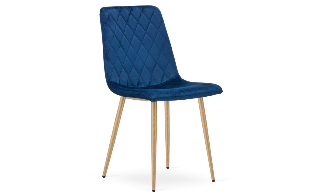 Stuhl TURIN Samt Dunkelblau/Holzfarbe (10040321)