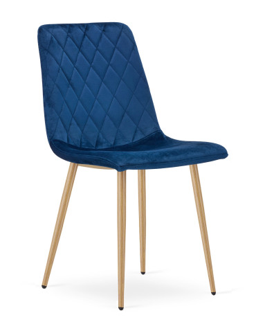 Stuhl TURIN Samt Dunkelblau/Holzfarbe (10040321)