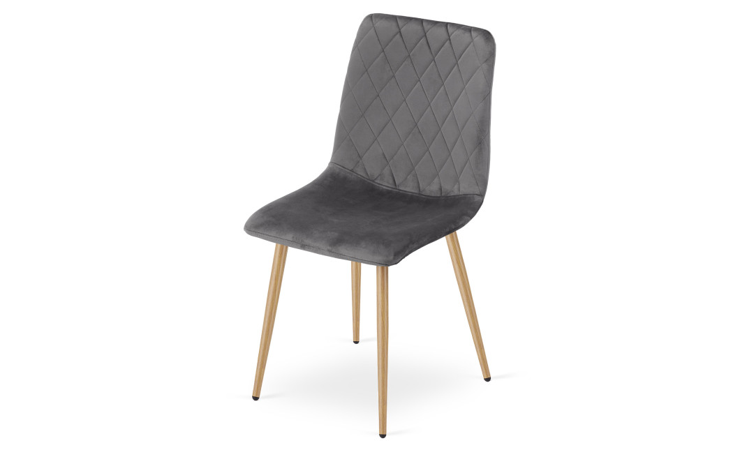Stuhl TURIN Samt Dunkelgrau/Holzfarbe (10040291)