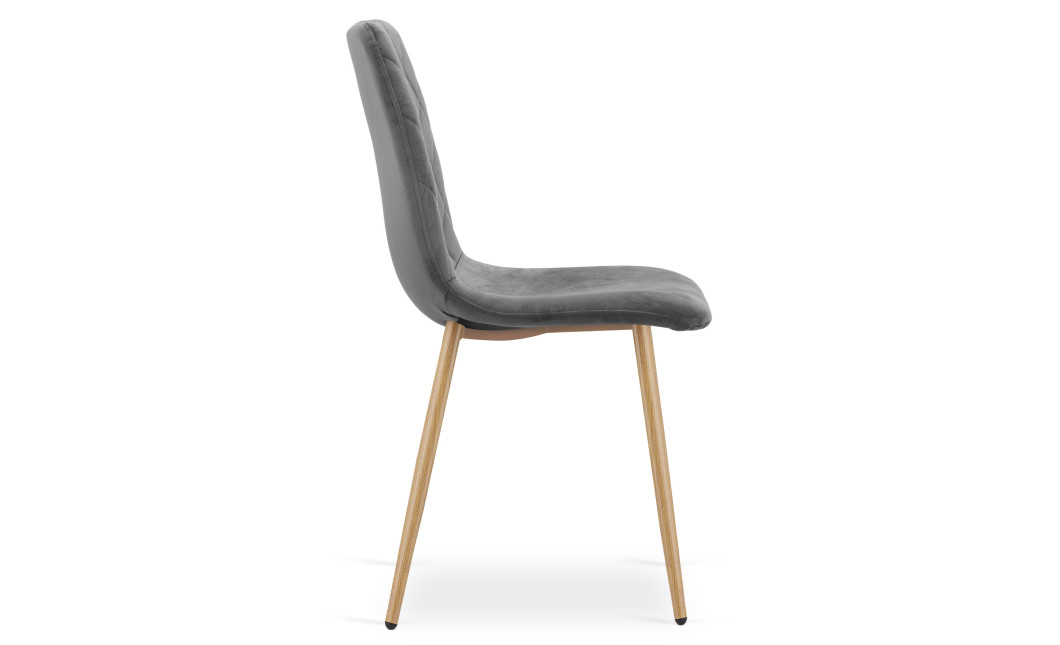 Stuhl TURIN Samt Dunkelgrau/Holzfarbe (10040291)