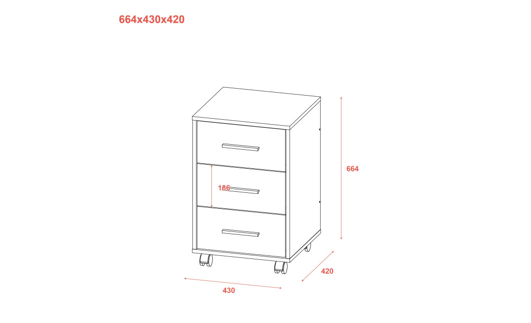 Rollcontainer Doros T3 Graphitgrau Weiß 43x42x66,4 (41902062)