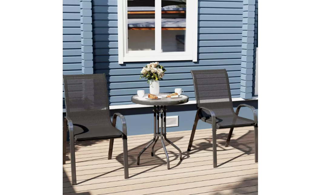 Gartenmöbel-Set ISLAND + SOFIA: runder Tisch 60 cm und 2 Stühle, schwarz (10070024)
