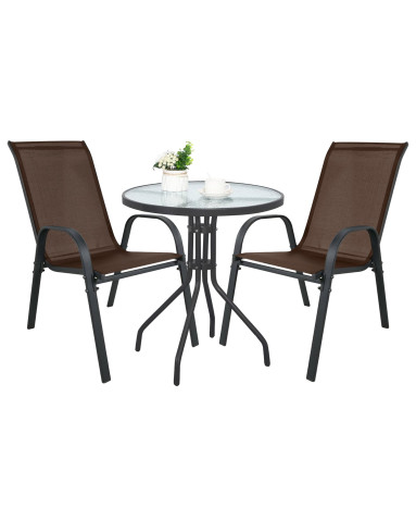 Gartenmöbel-Set ISLAND + SOFIA: runder Tisch 60 cm und 2 Stühle, braun (10070022)