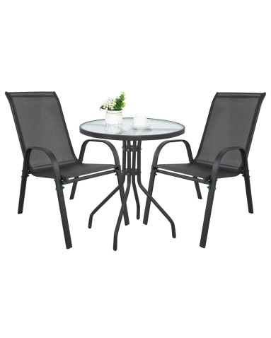 Gartenmöbel-Set ISLAND + SOFIA: runder Tisch 60 cm und 2 Stühle, dunkelgrau (10070023)