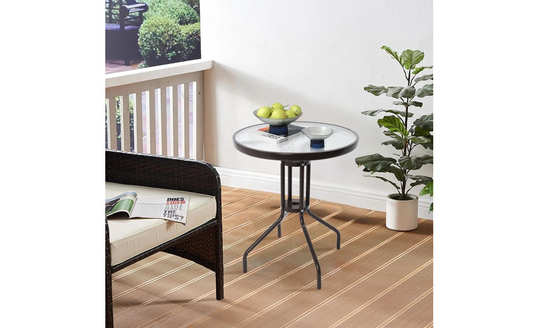 Gartenmöbel-Set ISLAND + SOFIA: runder Tisch 60 cm und 2 Stühle, dunkelgrau (10070023)