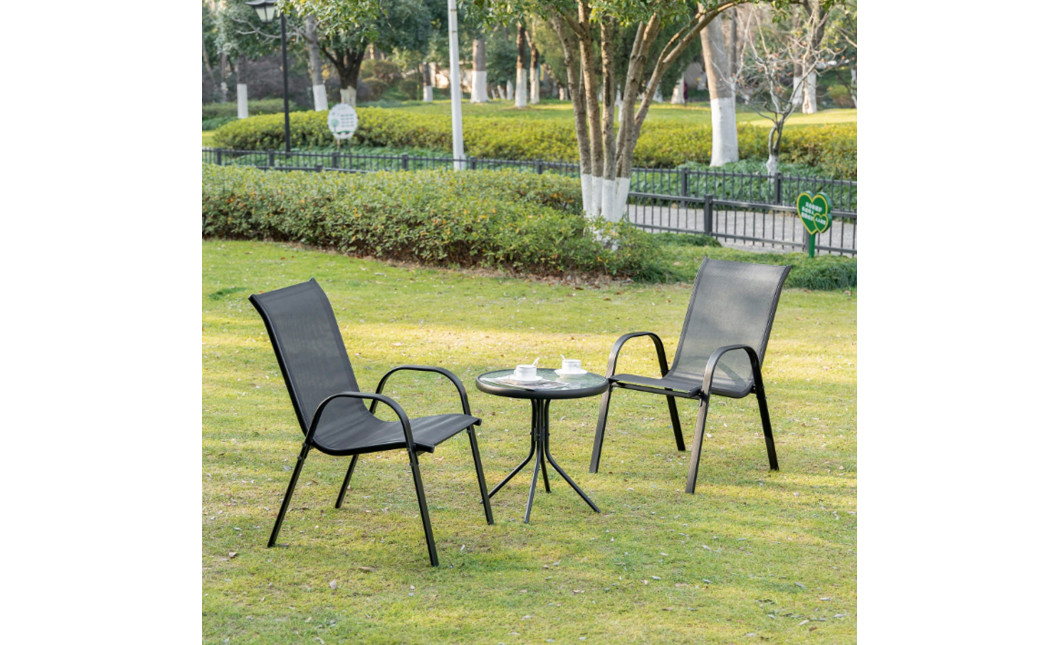 Gartenmöbel-Set ISLAND + SOFIA: runder Tisch 60 cm und 2 Stühle, dunkelgrau (10070023)