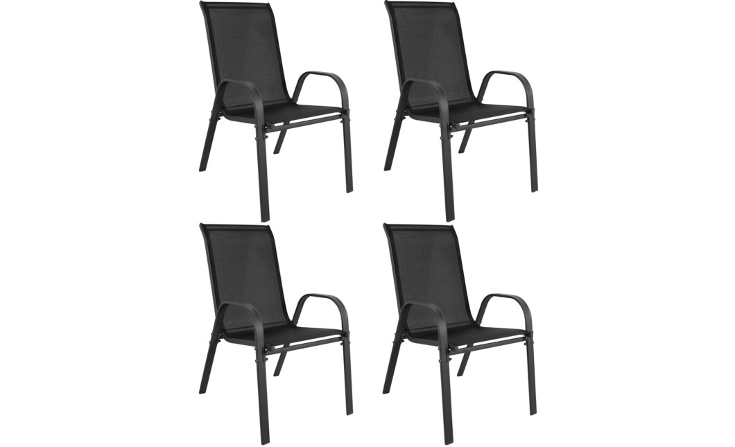 Gartenmöbel-Set ISLAND + SOFIA: runder Tisch 60 cm und 4 Stühle, schwarz (10070027)