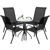 Gartenmöbel-Set ISLAND + SOFIA: runder Tisch 60 cm und 4 Stühle, schwarz (10070027)