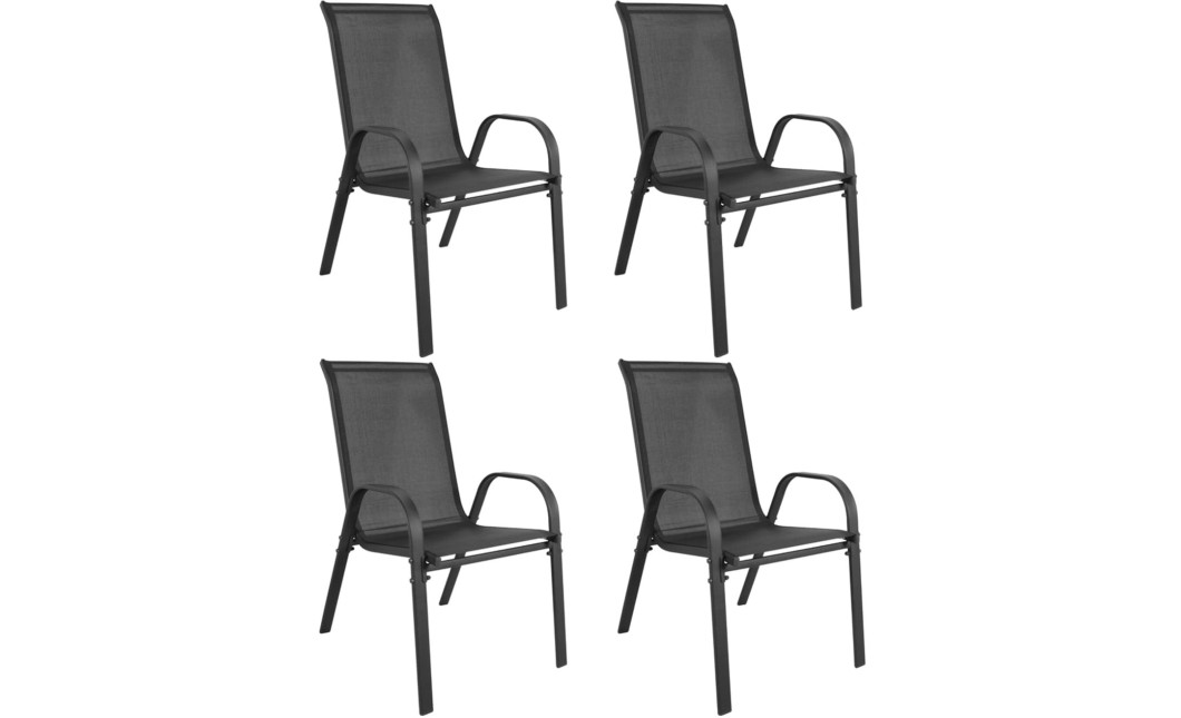 Gartenmöbel-Set ISLAND + SOFIA: runder Tisch 60 cm und 4 Stühle, dunkelgrau (10070026)