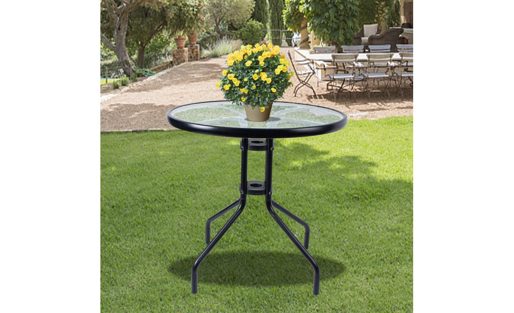 Gartenmöbel-Set ISLAND + SOFIA: runder Tisch 90 cm und 4 Stühle, dunkelgrau (10070011)