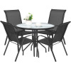 Gartenmöbel-Set ISLAND + SOFIA: runder Tisch 90 cm und 4 Stühle, dunkelgrau (10070011)