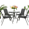 Gartenmöbel-Set ISLAND + SOFIA: runder Tisch 90 cm und 4 Stühle, dunkelgrau (10070011)