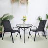 Gartenmöbel-Set ISLAND + SOFIA: halbrunder Tisch und 2 Stühle, schwarz (10070015)