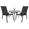 Gartenmöbel-Set ISLAND + SOFIA: halbrunder Tisch und 2 Stühle, schwarz (10070015)