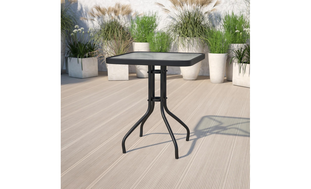 Gartenmöbel-Set ISLAND + SOFIA: quadratischer Tisch 70 cm und 4 Stühle, schwarz (10070018)