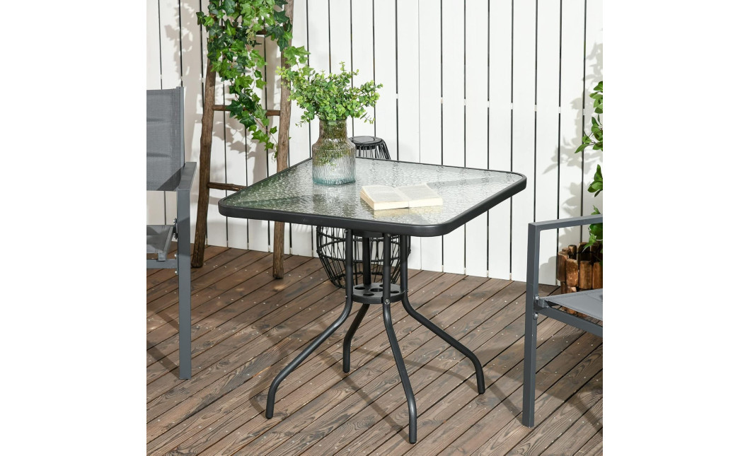 Gartenmöbel-Set ISLAND + SOFIA: quadratischer Tisch 70 cm und 4 Stühle, dunkelgrau (10070017)