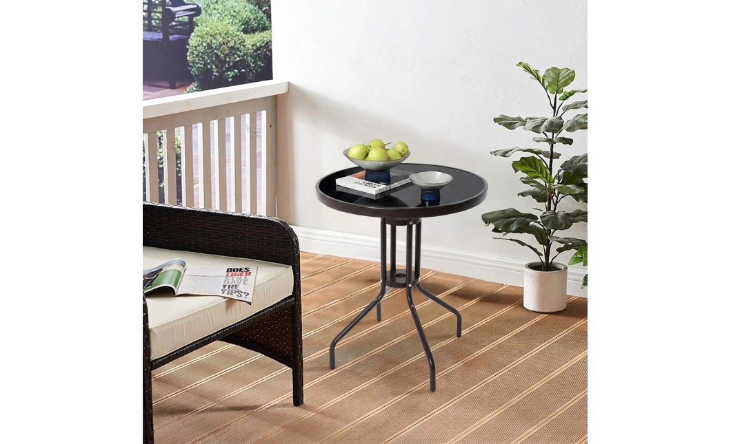 Gartentisch ISLAND rund 60 cm – schwarze Tischplatte (10041421)