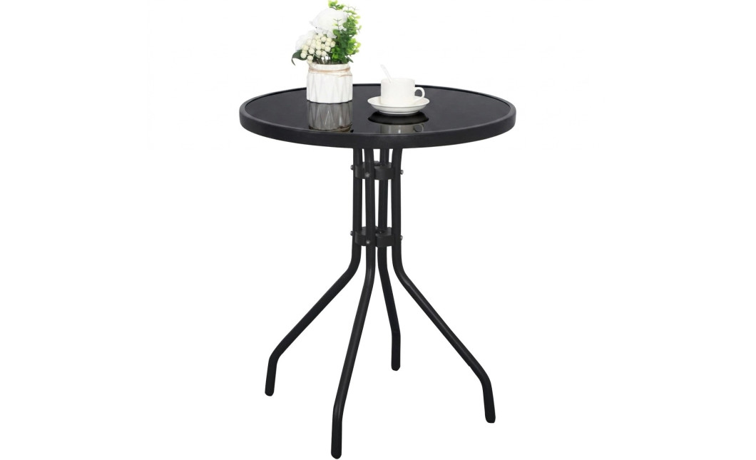Gartentisch ISLAND rund 60 cm – schwarze Tischplatte (10041421)