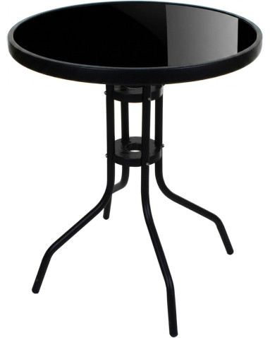 Gartentisch ISLAND rund 60 cm – schwarze Tischplatte (10041421)